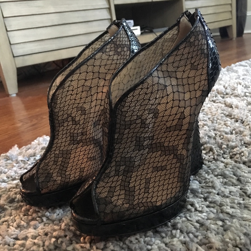 Christian Louboutin Janet 120 Python Lace Booties